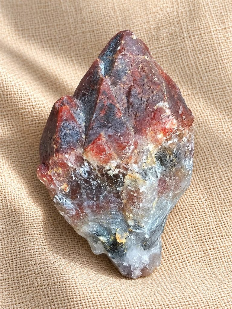 Earth Flame Crystal Collection 系列，天然 Super 7 原矿晶石，呈现独特的晶体形态、色彩与天然矿物纹理。